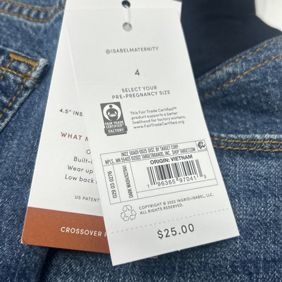 NWT! Isabel Maternity Midi Full Cross-Over Panel Jean Shorts - Size 4 - Picture 7 of 7